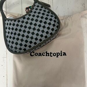 Coachtopia Black and Gray Checkered Shoulder Bag